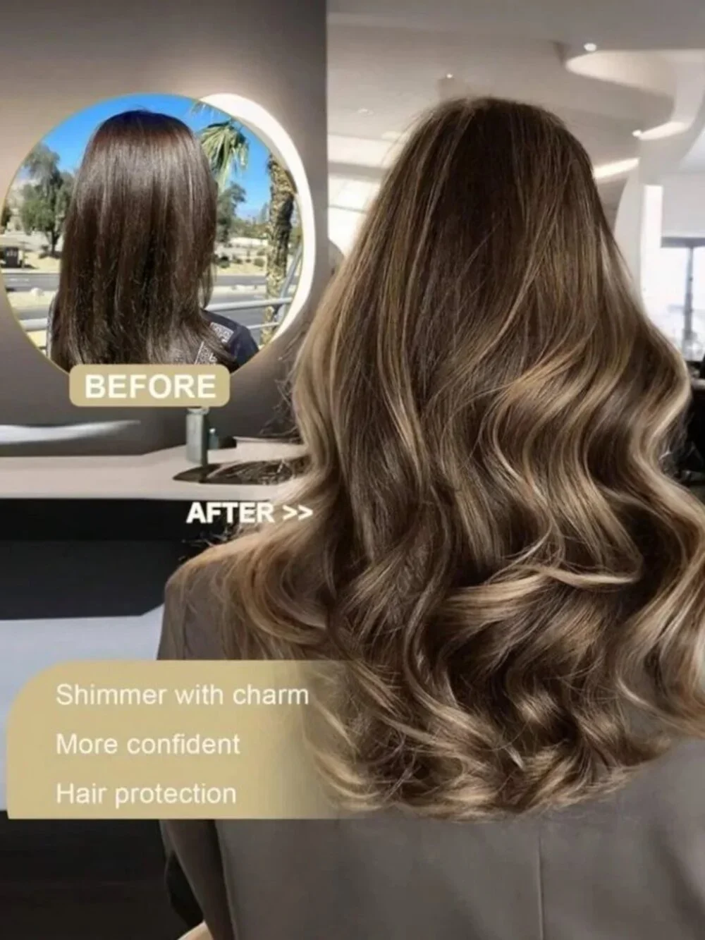 22” Clip-In Hair Extension Brown with Blonde Highlights Wavy | Volume Hairpiece